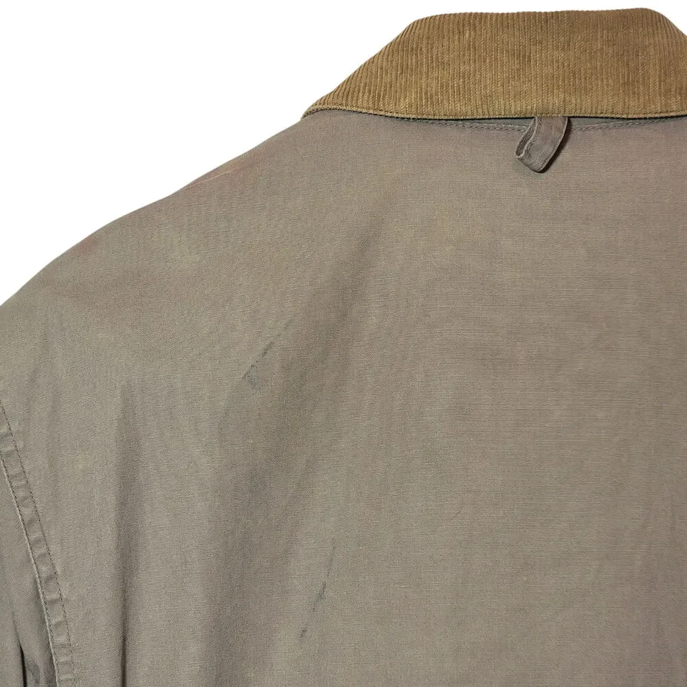 J. Crew Vintage Barn Jacket Tan Corduroy Collar Rugged Fall Canvas Coat L Tall